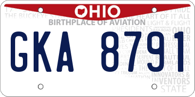 OH license plate GKA8791
