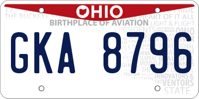 OH license plate GKA8796
