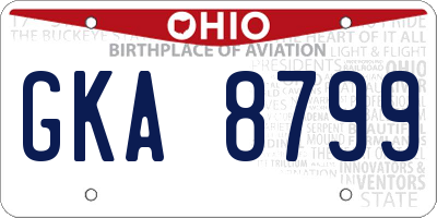 OH license plate GKA8799