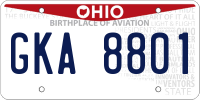 OH license plate GKA8801