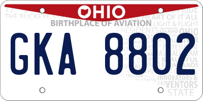 OH license plate GKA8802