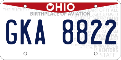 OH license plate GKA8822