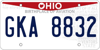 OH license plate GKA8832
