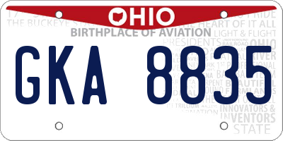 OH license plate GKA8835