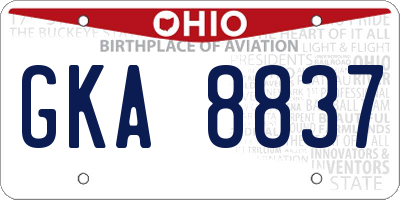 OH license plate GKA8837
