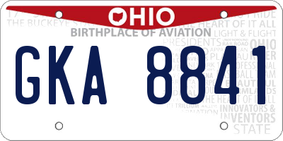 OH license plate GKA8841