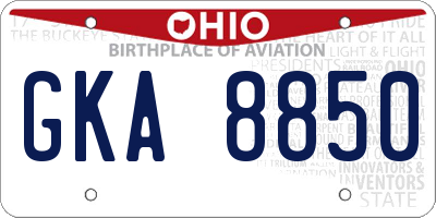 OH license plate GKA8850