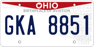 OH license plate GKA8851