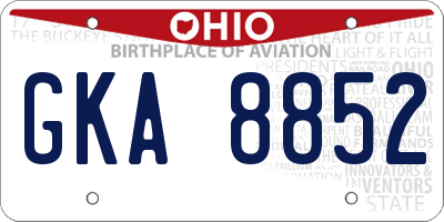 OH license plate GKA8852