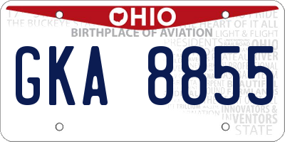 OH license plate GKA8855