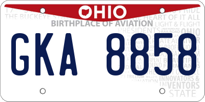 OH license plate GKA8858