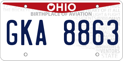 OH license plate GKA8863
