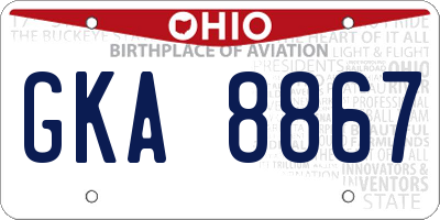 OH license plate GKA8867