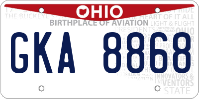 OH license plate GKA8868
