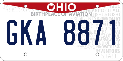 OH license plate GKA8871