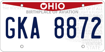 OH license plate GKA8872