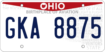 OH license plate GKA8875