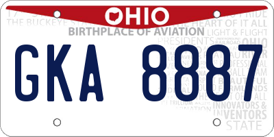 OH license plate GKA8887