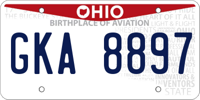 OH license plate GKA8897