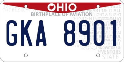 OH license plate GKA8901