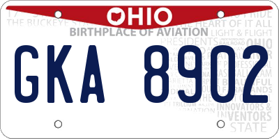 OH license plate GKA8902