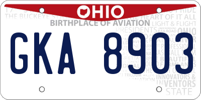 OH license plate GKA8903