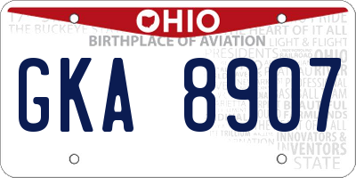 OH license plate GKA8907
