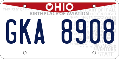OH license plate GKA8908