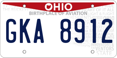 OH license plate GKA8912
