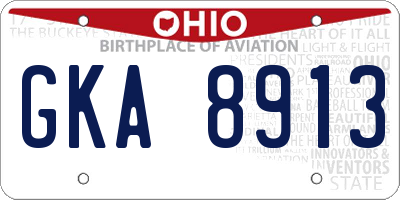 OH license plate GKA8913