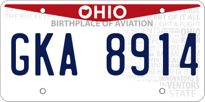 OH license plate GKA8914