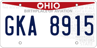 OH license plate GKA8915