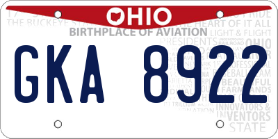 OH license plate GKA8922