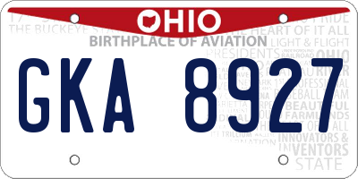 OH license plate GKA8927
