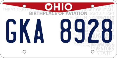 OH license plate GKA8928