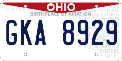 OH license plate GKA8929