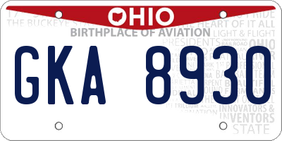 OH license plate GKA8930