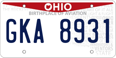 OH license plate GKA8931