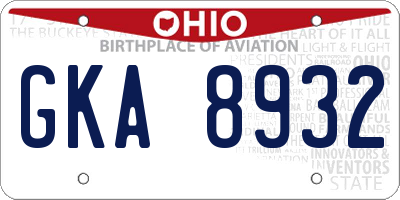 OH license plate GKA8932