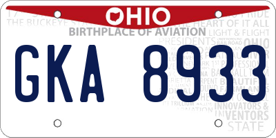 OH license plate GKA8933