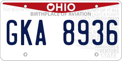 OH license plate GKA8936