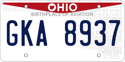 OH license plate GKA8937
