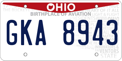 OH license plate GKA8943