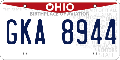 OH license plate GKA8944