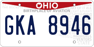 OH license plate GKA8946