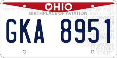 OH license plate GKA8951
