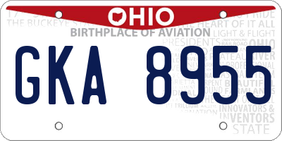 OH license plate GKA8955