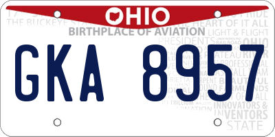 OH license plate GKA8957