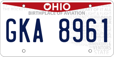 OH license plate GKA8961
