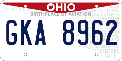 OH license plate GKA8962